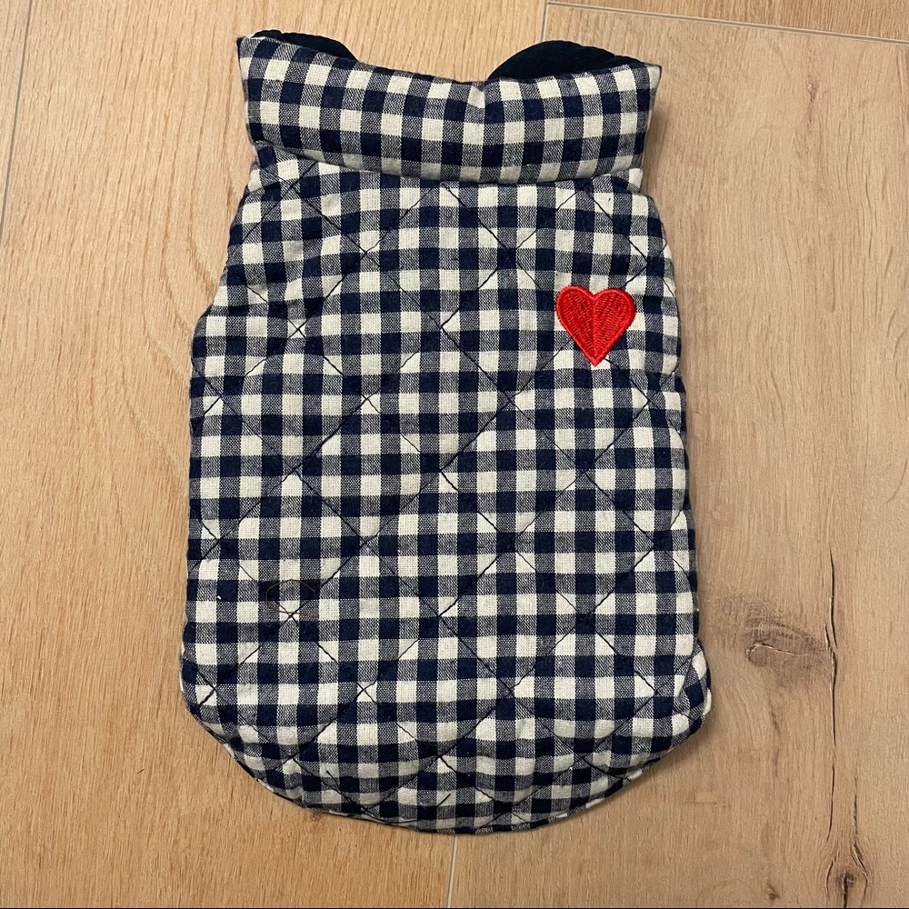 NWT Navy Gingham and Solid Reversible Dog Vest